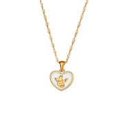 Wholesale Fashion Gold Plated Necklace Set Tarnish Free Jewelry Enamel Stainless Steel Pendant Necklace