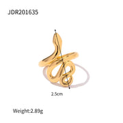 18K Gold Plated Stainless Steel Snake Dainty Design Trendy High Polished Adjustable Rings Hip Hop