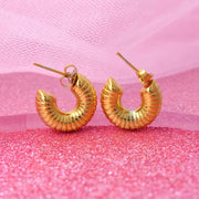 Y2K Trendy Chunky Vintage Boho Design Light Weight Large Wide Hollow Gold Plated Dome Chunky Hoop Earrings