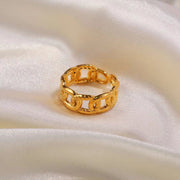 Twisted Link Chain Open Rings Gift Stainless Steel 18K Gold Plated Adjustable Finger Rings for Women