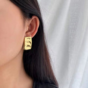 Unique Square High Quality Stainless Steel Pea Pod Earrings Stylish 18K Gold Color Women'S Gift LOW MOQ