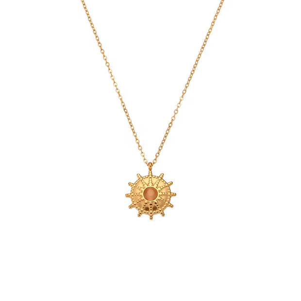 Wholesale Titanium Steel Necklace Set Tarnish Free Jewelry Natural Stone Zircon Pendant Necklace