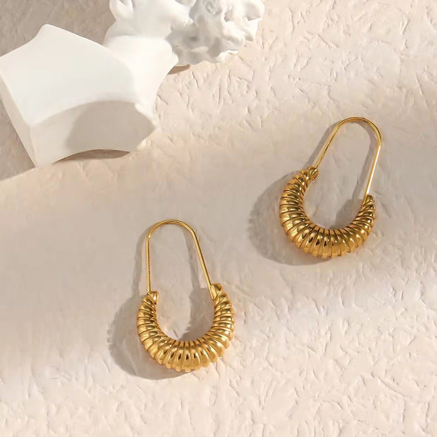 Trendy Safety Pin Paper Clip Earrings Stainless Steel Croissant Hoop Earrings Women Jewelry