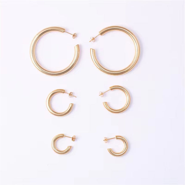 20/25/35/45Mm Fashionable Waterproof PVD 18K Gold Plated Stud CC Jewelry Earrings Stainless Steel Chunky Earrings for Women