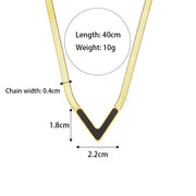 Tarnish Free V Shape Snake Chain Choker Necklace 18K Gold Plated Stainless Steel Chain Necklace