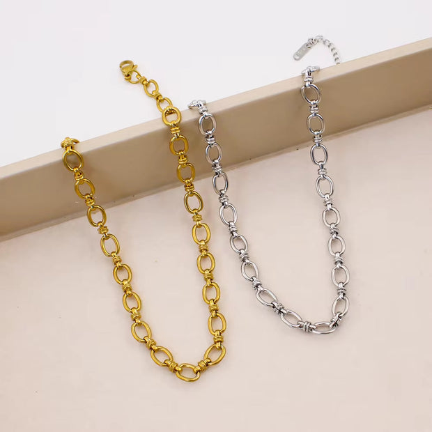 Waterproof Adjustable O-Link Chain Bangles 18K Gold Plated Stainless Steel Lobster Clasp Bracelet