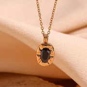 Waterproof Jewelry Square Zircon Pendant Necklace Gold Plated Stainless Steel Necklace Collier En Acier Inoxydable