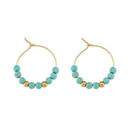 Vintage Natural Stone Earring Beaded Gold Plated Stainless Steel Hoop Earring Handmade Beaded Earrings