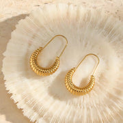 Trendy Safety Pin Paper Clip Earrings Stainless Steel Croissant Hoop Earrings Women Jewelry