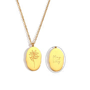 Trendy Month Flower Design 18K Gold Plated 12 Birthstone Pendant Necklace Tarnish Free Jewelry in Stainless Steel