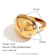Water Drop Open Ring Colorful Crystal Rhinestone Pearl Ring Gold Plated Jewelry Stainless Steel Jewelry Custom