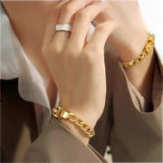 Titanium Steel Strap Chains Punk Stainless Steel Cuban Chains Belt Buckle Bracelet