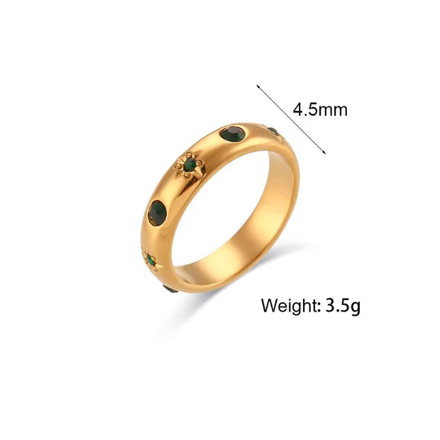 Trendy 18K Gold Plated Fresh Water Pearl & Zircon Rings Jewelry Women Tarnish Free Stainless Steel Rings
