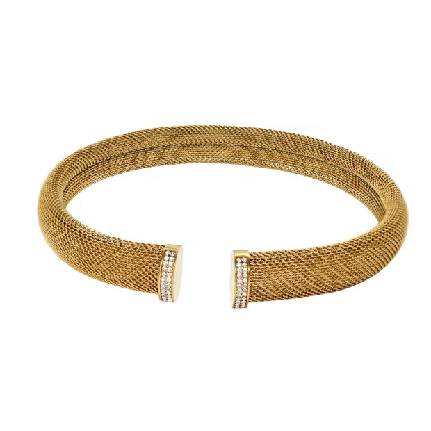 12Mm 16Mm Exquisite Thick Mesh Stainless Steel Jewelry Set Women'S Premium Pierced PVD 18K Plated Chunky Cuff Bracelet