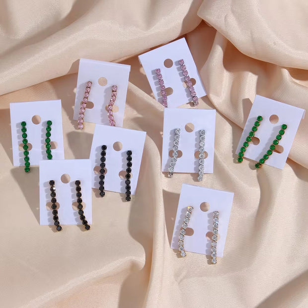 Zirconia Stud Earrings 18K Plated Zircon Stone Earring Stainless Steel Gold Chain Diamond Earrings