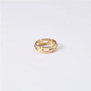 Water Proof 18K Plain Gold Chain Shape Hollow Ring Stainless Steel Trendy Simple Gold Plated Jewelry