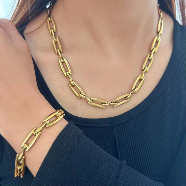 10Mm Wide Gold Silver Color Stainless Steel Jewelry SET Unisex High Quality DIY Chain Accessories Waterproof Low MOQ