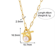 Valentine Gift Water Drop Natural Stone Necklace 18K Gold Plated Stainless Steel Paper Clip Chain Necklace
