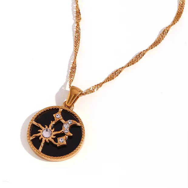 Water Proof Jewellery Zircon Moon Sun Star Gold Plated Necklace Non Tranish Shell Mary Necklace