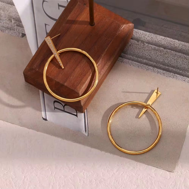 18K Gold Plated Statement Earrings 2024 Micro Pave Zircon Stud Earring Tarnish Free Hoop Earring