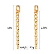 Vintage Dangle Gold Plated Figaro Chain Tassel Drop Earring Tarnish Free Stainless Steel Summer Jewelry