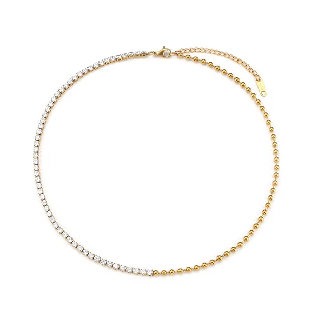 Zircon Beaded Necklace Gold Plated Choker Set Stainless Steel Necklaces Fashion Jewelry Necklaces