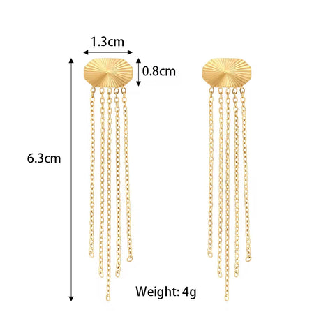 Wholesale Tassel Drop Earrings Gold Plated Stainless Steel Stud Earring Piercing Jewelry Tassel Earrings Bohemian
