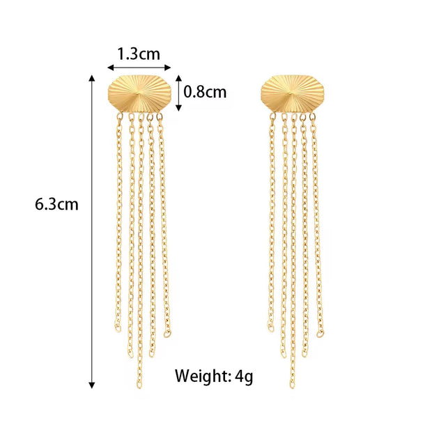 Wholesale Tassel Drop Earrings Gold Plated Stainless Steel Stud Earring Piercing Jewelry Tassel Earrings Bohemian